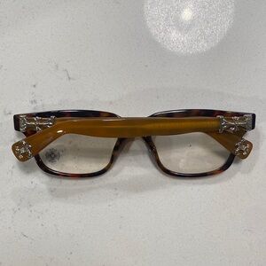 Tortoise Shell Brown Chrome Hearts Glasses Glasses with Gold Accents